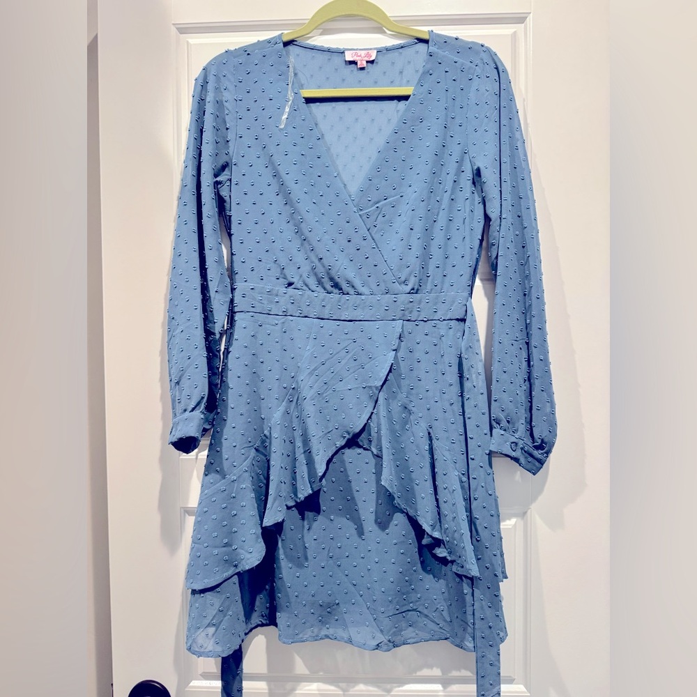 Pink Lily Swiss Dot Ruffle Dress